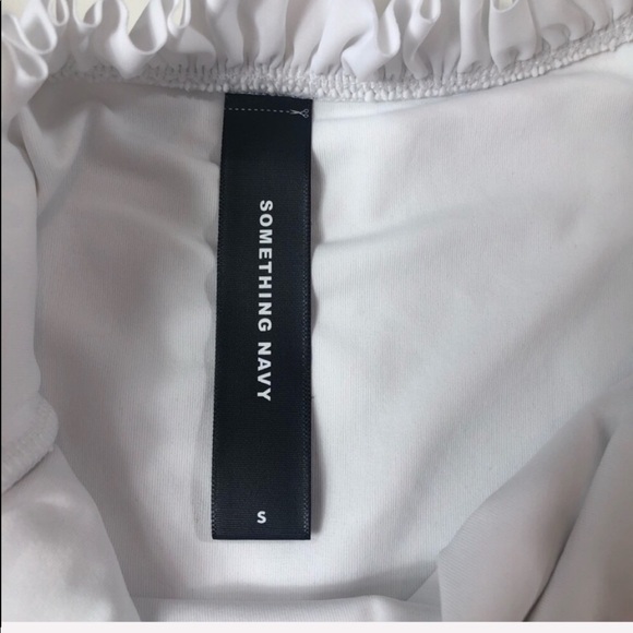 Something Navy one piece off shoulder swimsuit - Picture 2 of 7